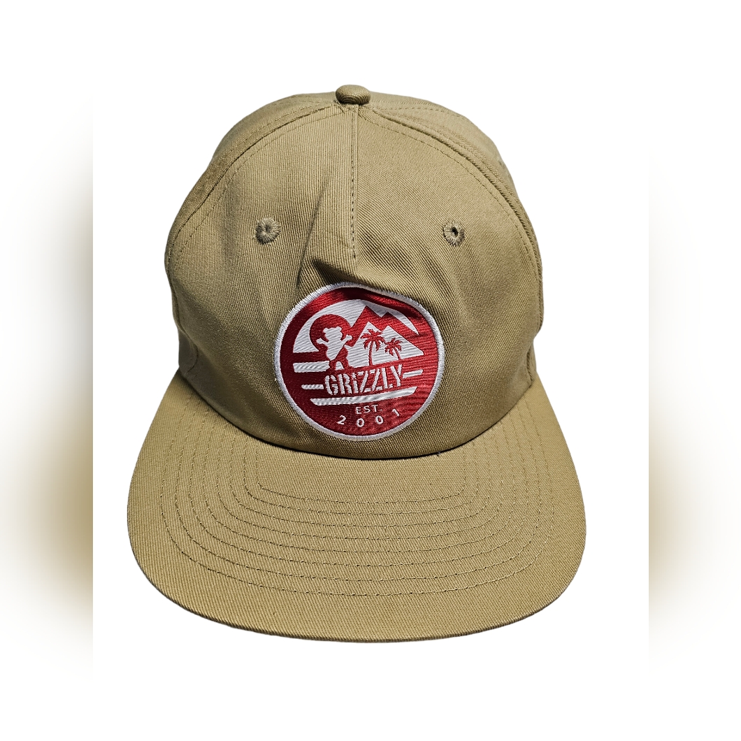 Grizzly Griptape Skateboarding Brand Tan Snapback Baseball Hat Cap